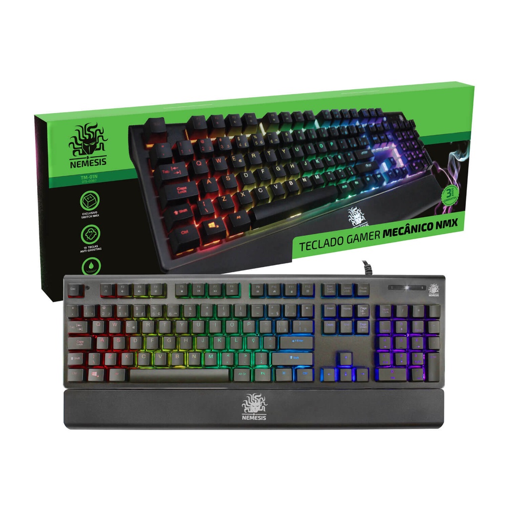 Teclado Profissional Pc Gamer Mecânico Rgb Original Nemesis