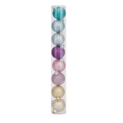 Bolas em Tubo Rainbow Glitter 8cm - 08 unidades - Cromus Natal