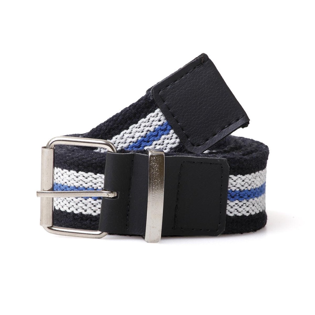 Cinto Gorgurão Preto e Azul Fivela Rolete Masculino