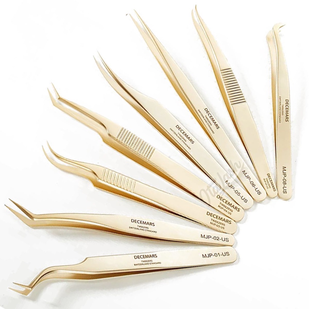 Pinça Decemars Linha Gold Profissional Extensão de Cílios em Oferta na Shopee