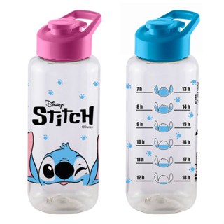 Garrafa de água de plástico stitch com tampa e alça 1 litro - garrfinha pet de agua de plastico infantil stith grande rosa ou azul para crianças e adultos personagem + NECESSAIRE