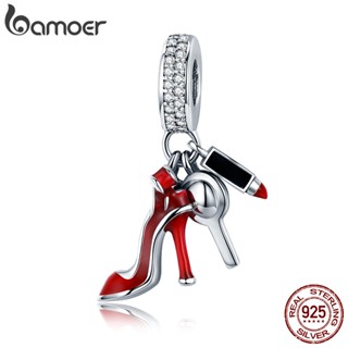 BAMOER High Heels & Lipstick Charm 925 Silver Bracelet Accessories SCC457