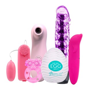 Kit Vibrador Sugador Bullet Golfinho Pênis Egg Anel Sex Shop