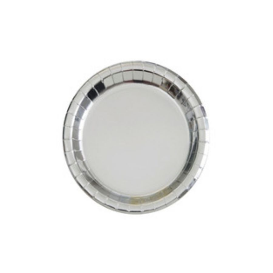 Prato Papel Biodegradável Liso Prata - 10 unidades - 18 cm - Silver Festas - Home & Living