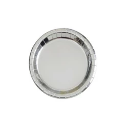 Prato Papel Biodegradável Liso Prata - 10 unidades - 18 cm - Silver Festas