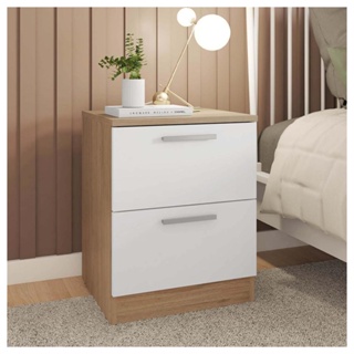 Mesa Cabeceira Quarto 2 Gavetas Sleep Marrom Branco Caemmun em Oferta na Shopee