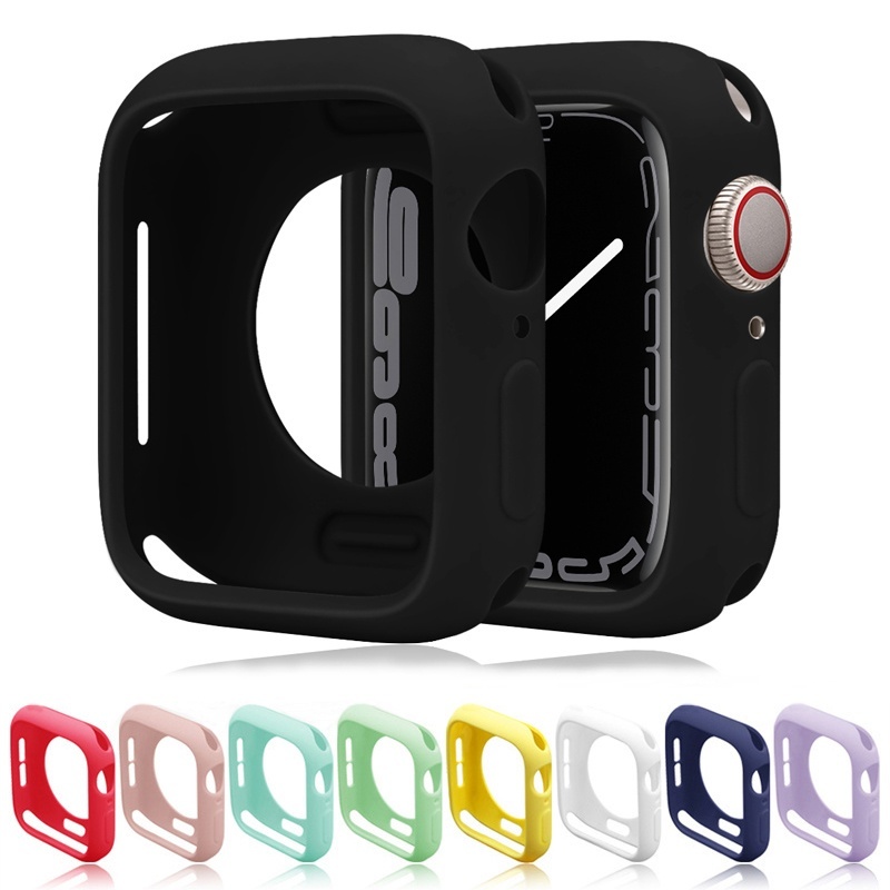 capa Case Compativel Apple Watch série 7 8 protetor de silicone doce colorido para smartwatch 41 45 mm Qualidade Premium