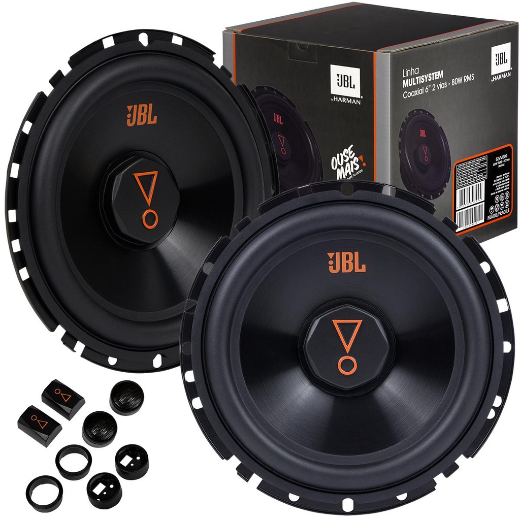 Par de Alto Falantes JBL 62VMS80 Duas Vias 6 Polegadas 160W RMS