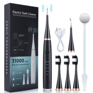 Escova de dente elétrica recarregavel duravel com 3 refil extra mais ponta de aço inox para remover tártaro placa bacteriana