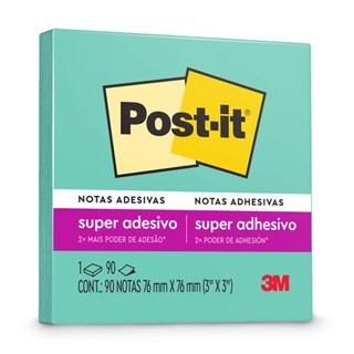 Bloco de notas super adesivas Post-it azul aqua 76x76mm 90 folhas 3M