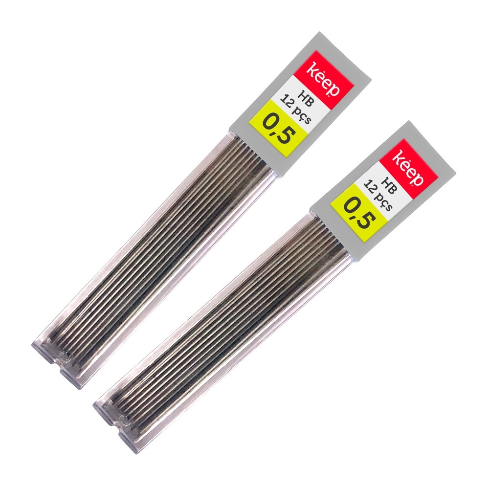 Mina de Grafite HB 0,5mm 12 Minas Blister c/ 2 Tubos Keep - EI124 - Stationery