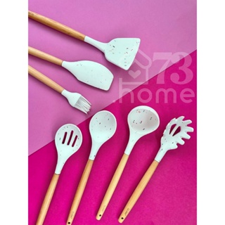 Kit de cozinha marmorizado em silicone  concha  pegador de massa em Oferta na Shopee