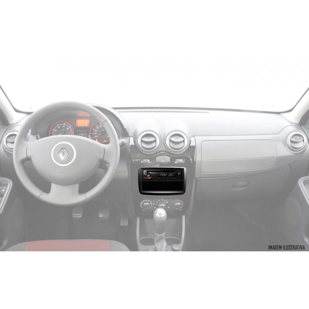 Moldura De Painel 1 Din Renault Kwid Oroch Duster Sandero Logan Automatico 2012 Em Diante - Preto — imagem 2 de 2