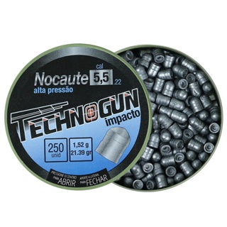 Chumbinho Technogun Nocaute Impacto 22gr 250un. 5.5mm em Oferta na Shopee
