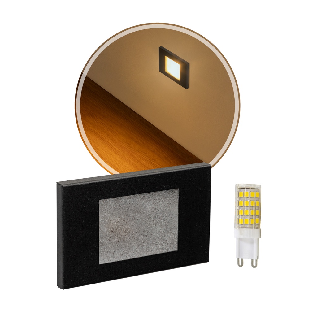 7x Balizador Embutir Caixa 4x2 Preto + LED G9 5W Branco Quente Parede Escada St1314