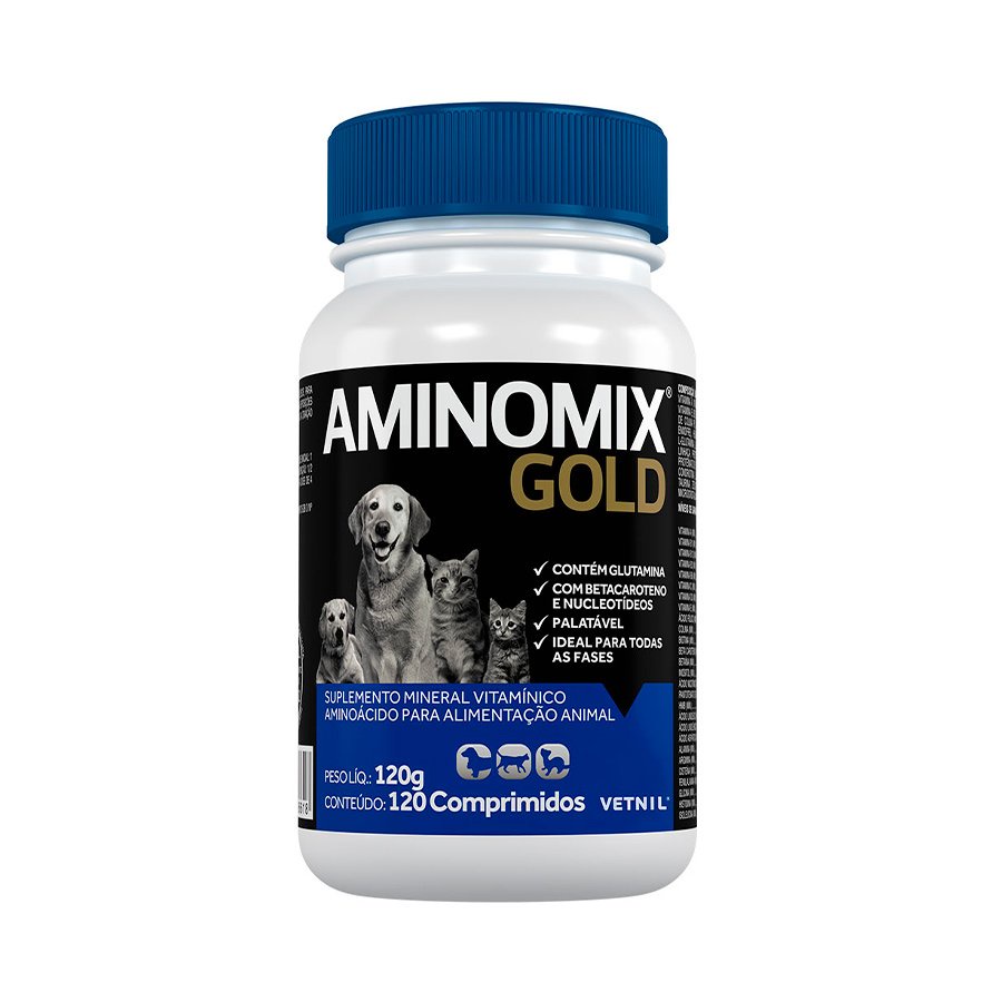 Suplemento Aminomix Gold com 120 Comprimidos - Pets