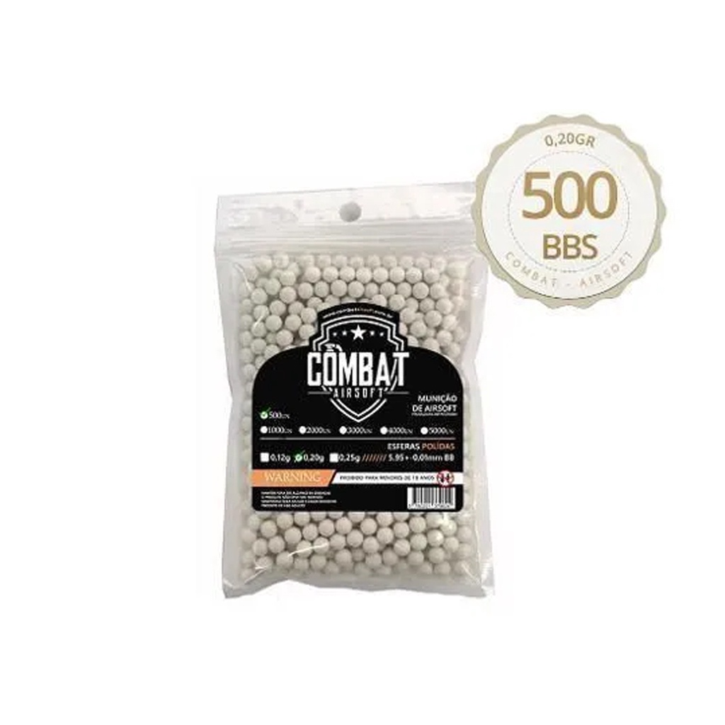 BBS 6MM 0,20g 500UN - COMBAT AIRSOFT - em Oferta na Shopee