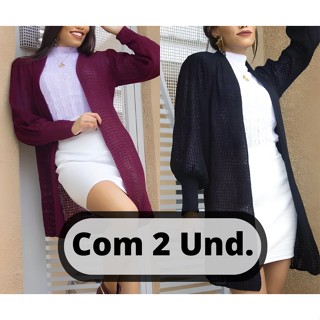 Casaquinho Tricô Kit 2 Cardigan Feminino Manga Longa