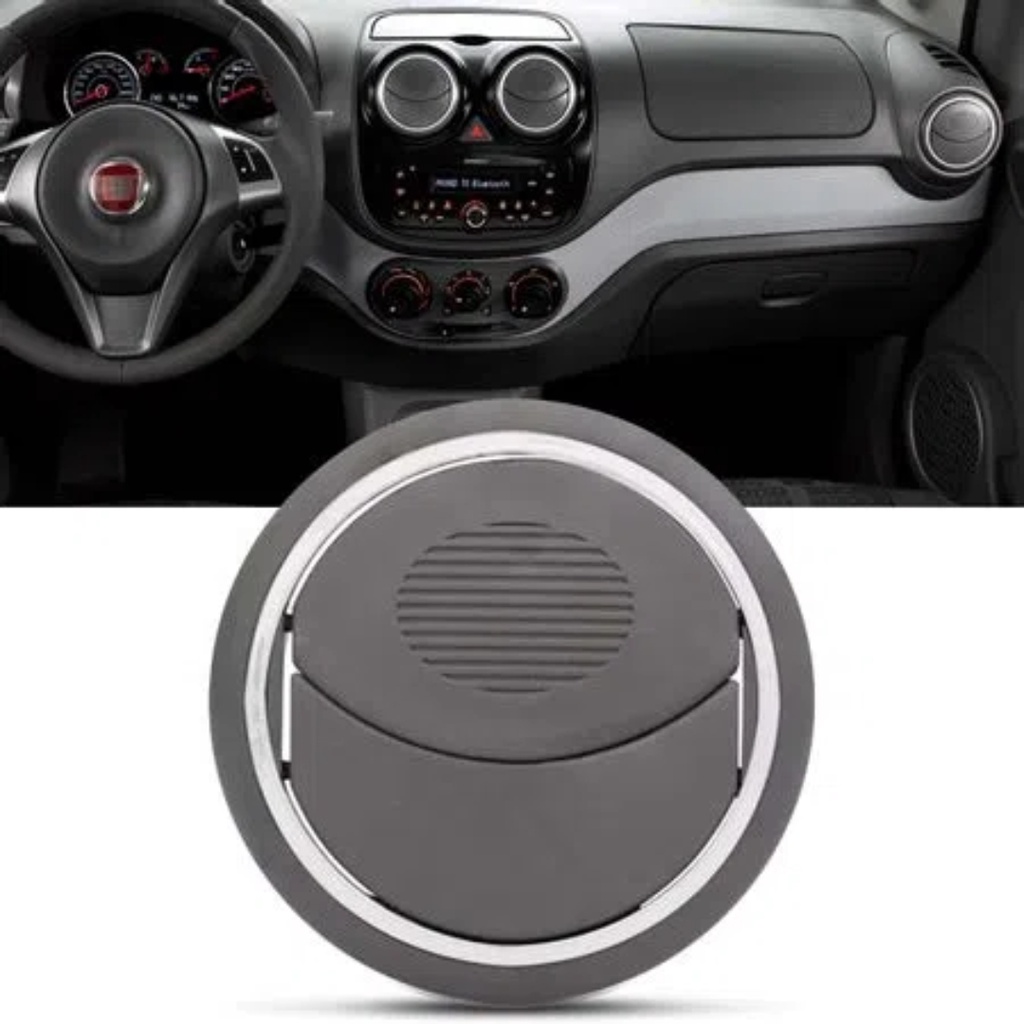 Difusor Saída de Ar Painel Central Lateral Doblo 2002 a 2018 Palio 2012 a 2018 Cinza Claro Cromado