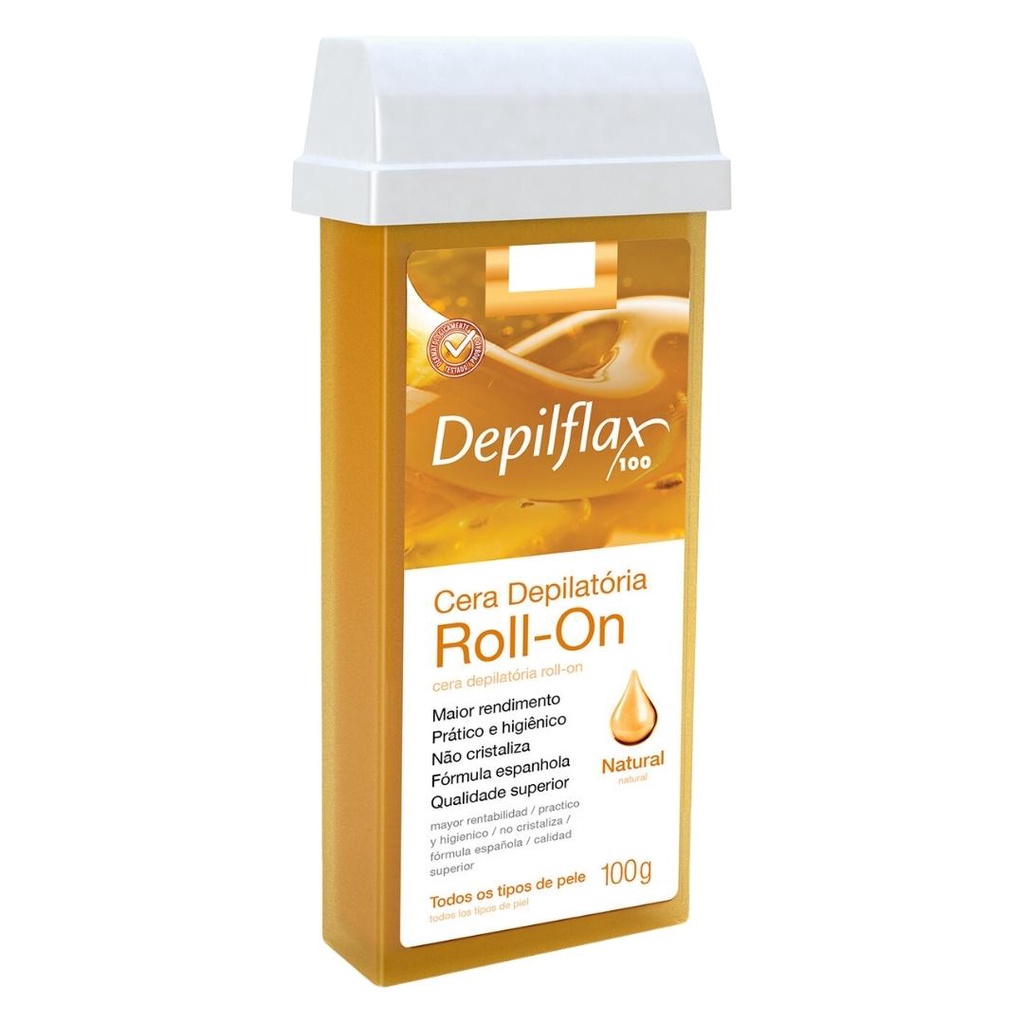 Refil Cera Depilatoria Corporal Profissional Depilação Roll On Depilflax Natural 100g