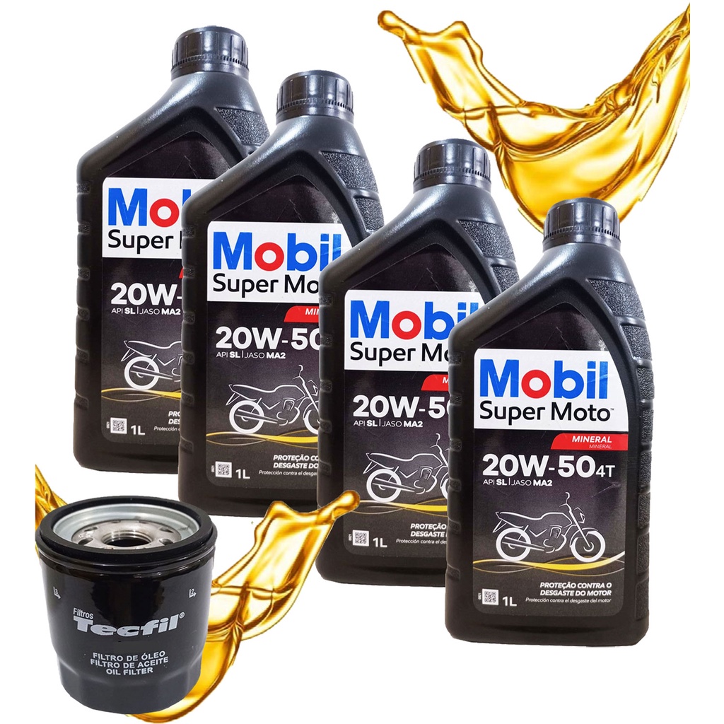 Troca de Óleo para Kawasaki Z750 / Z800 / Z900 / Z1000 Mobil 20w50 4 litros + Filtro em Oferta na Shopee