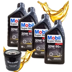 Troca de Óleo para Kawasaki Z750 / Z800 / Z900 / Z1000 Mobil 20w50 4 litros + Filtro