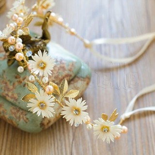 Elegante Coroas De Pérola Fita De Cabeça De Flor Meninas Cabeleireira Noiva Garland Head Hoop Casamento Jóias De Cabelo
