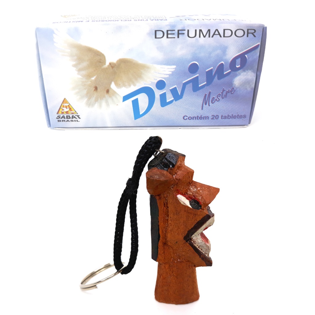 Defumador Divino Mestre Quebra Demanda Autoestima Chaveiro Carranca Proteção Kit