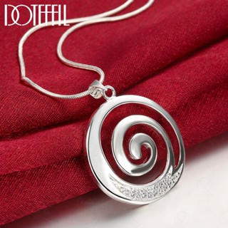 DOTEFFIL 925 Prata Esterlina AAA Zircon Colar Pingente Espiral Redondo 16-30 Polegadas Corrente Para Mulher Homem Jóias De Encanto Casamento