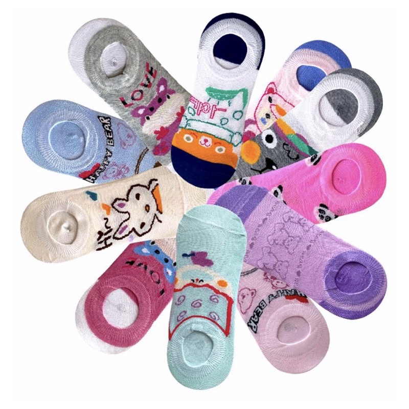 KIT 12 PARES de Meias Sapatilha Feminina Invisível Colorida Estampada Sortidas WZ05 em Oferta na Shopee