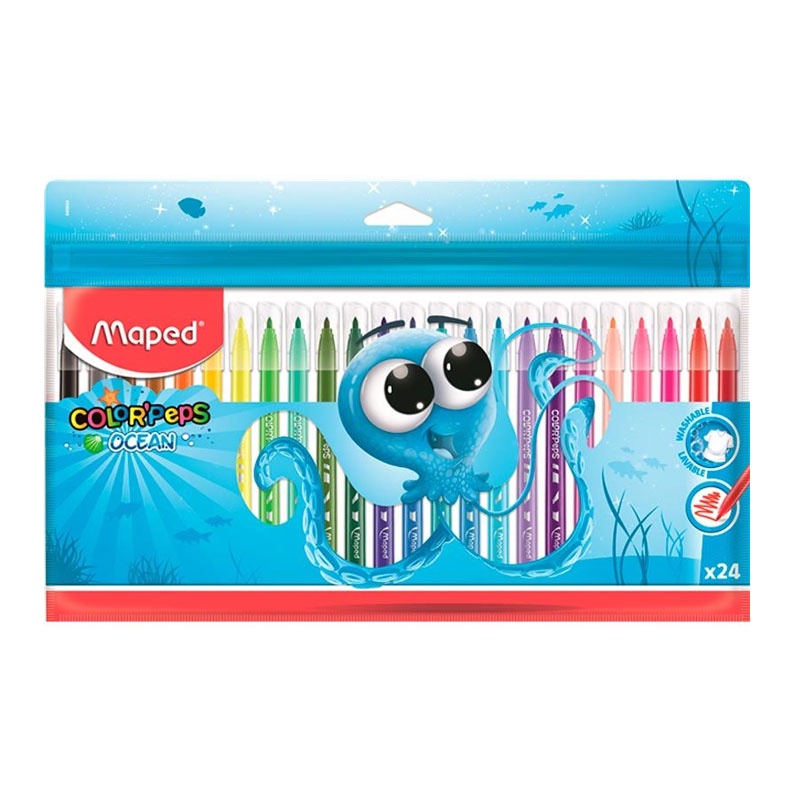 Caneta hidrográfica Color''Peps Ocean Polvo com 24 cores 845924ZM Maped em Oferta na Shopee