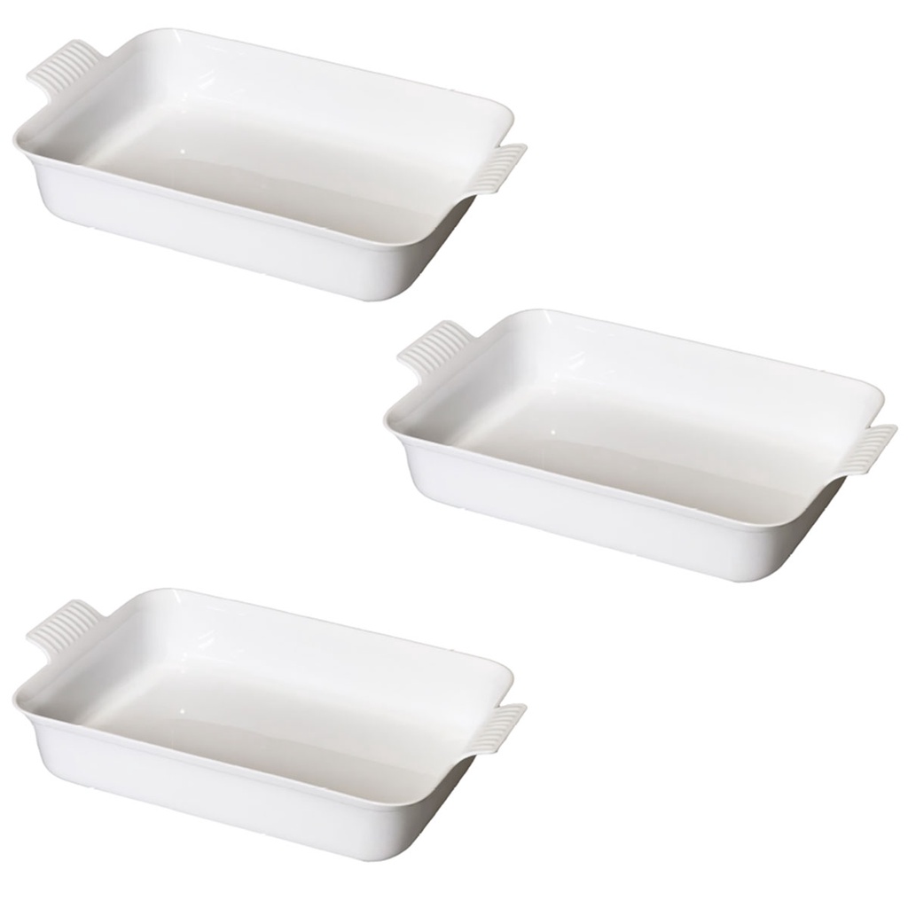Kit 3 Travessa  Com Alça LE CHEF Branca 39,5X24,5X8,5Cm 1816 PARAMOUNT em Oferta na Shopee