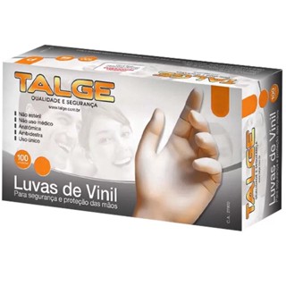 Luvas descartáveis Talge Vinil sem e com pó cor transparente 100 unidades