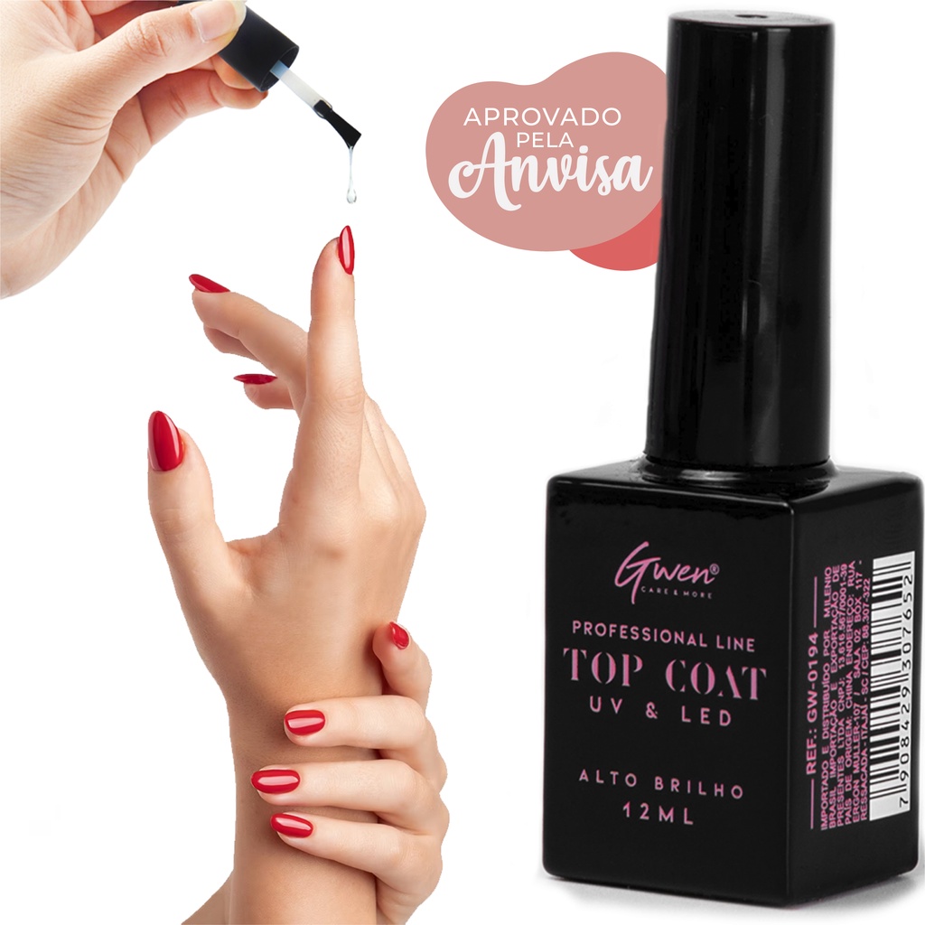 Top Coat Uv Unha Gel Acrigel Polygel Selante Extra Brilho