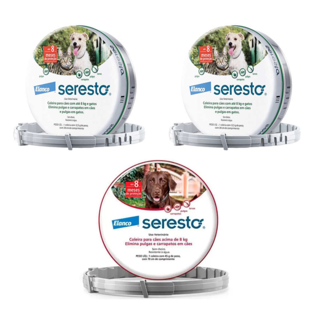 02 SERESTO COLEIRA P + 01 SERESTO COLEIRA G