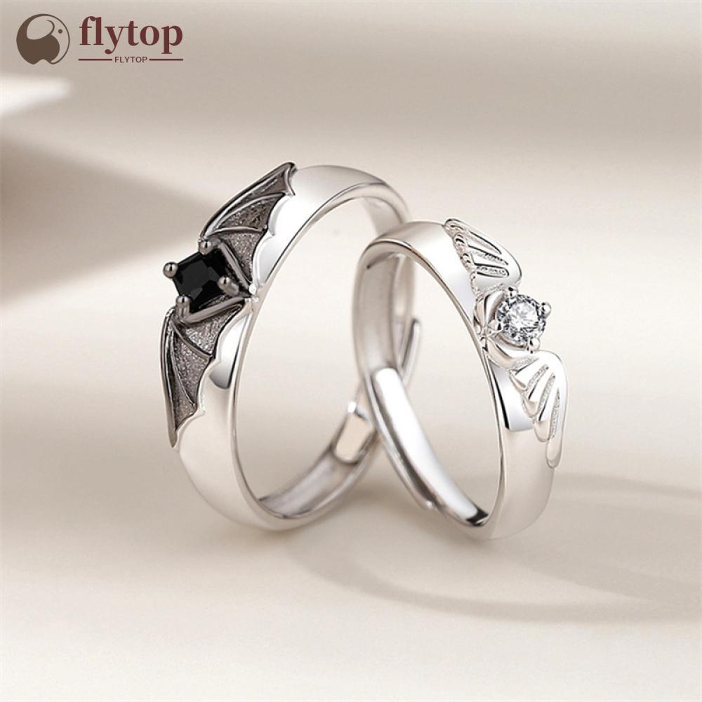 FLYTOP Anéis De Casal Personalizados De Nicho Anjo E Demônio Abertura Ajustável Jóias Para Homens Mulheres G3L2