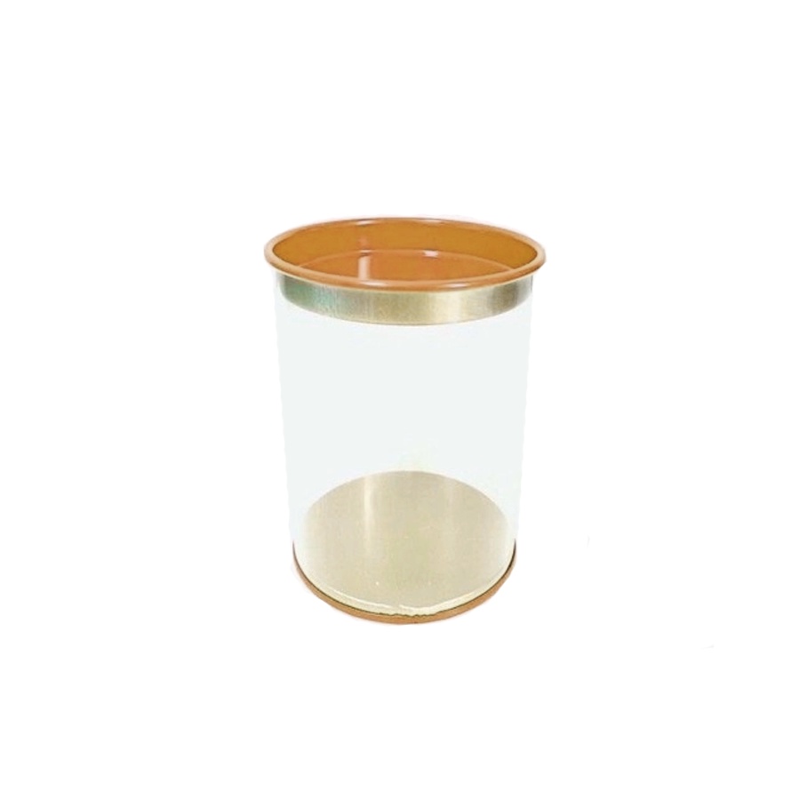 Latinha Tubular Transparente com Tampa Dourada em Metal - 6,5 cm x 8,5 cm - 6 unidades - Art Lille - Rizzo
