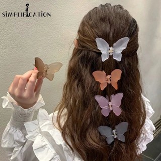INS Estilo Borboleta Fosco Clip/Korean Colorful Sweet Flower Garra De Cabelo Acrílica Para Acessórios Girl/Casual Crab Barrette