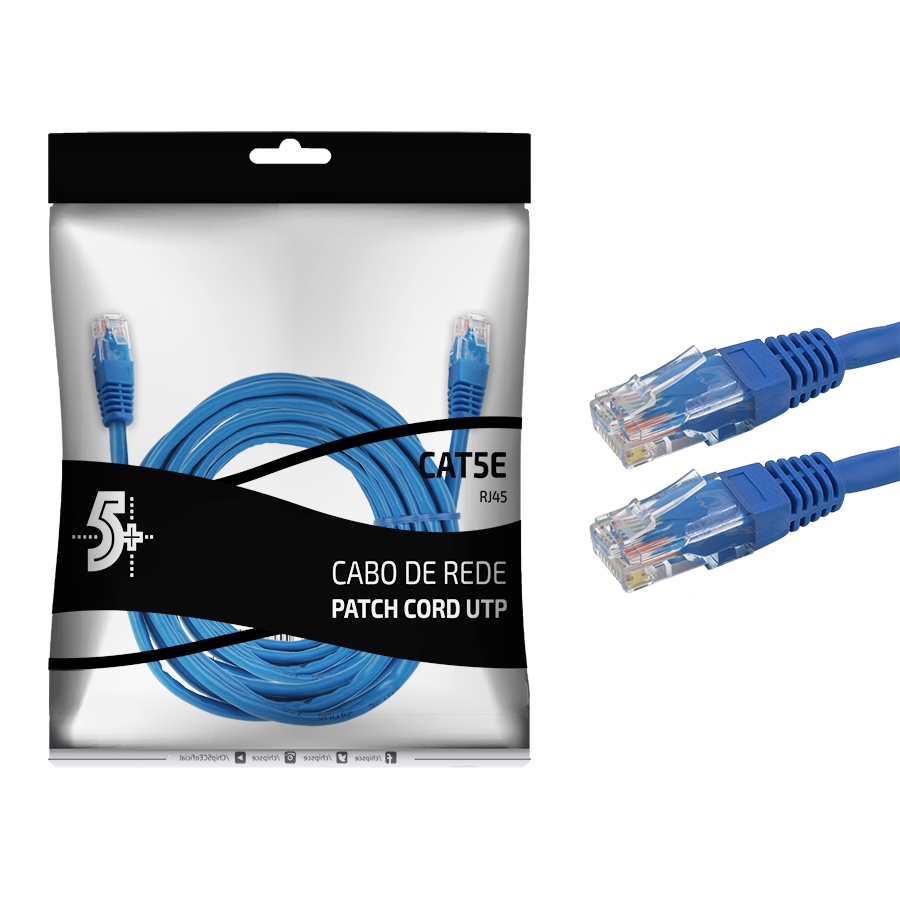 Cabo Rede 5m Ethernet Rj45 Cat5e Azul 5 Metros Utp