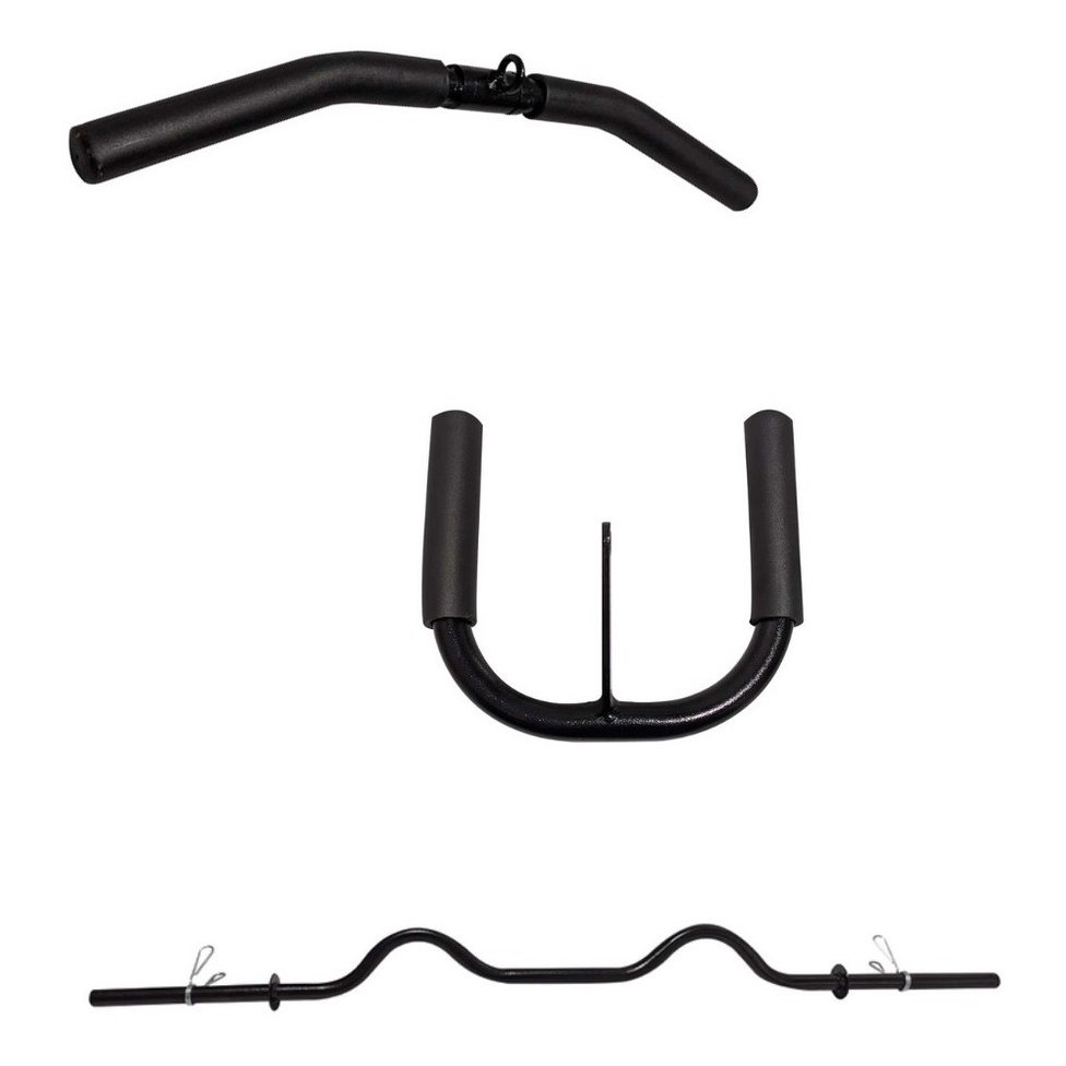 Puxador Curvo 60cm E Puxador U Remada E Barra W 1,10mt Oca