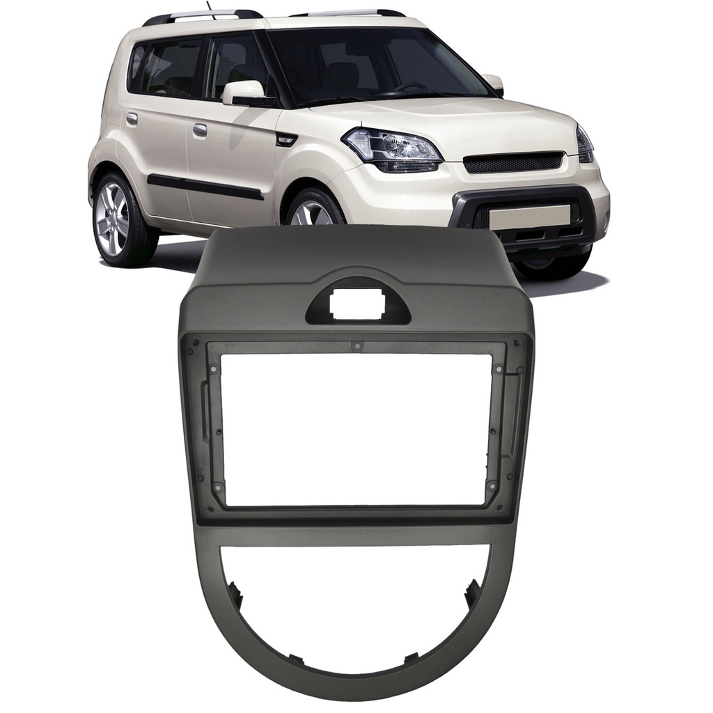Moldura Painel 2 Din 9" Polegadas Kia Soul 2009 até 2011 Grafite