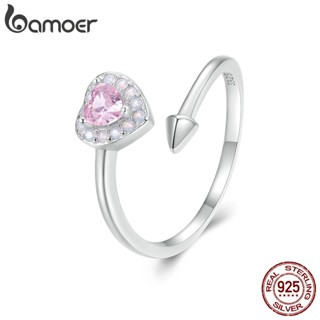 Bamoer 925 Prata Esterlina Simples Amor À Primeira Visão Anel Aberto Jóias De Presente De Moda Para Mulheres