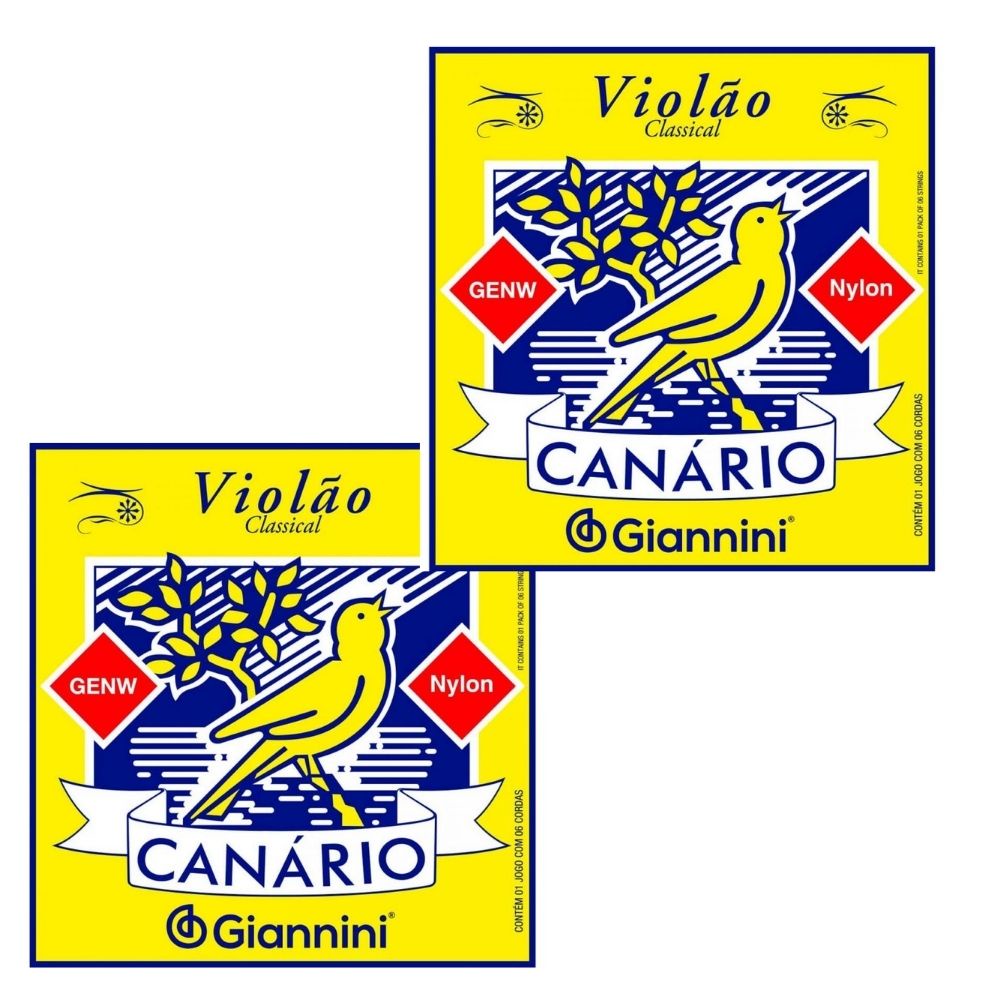 KIT 2 ENCORDOAMENTOS VIOLÃO NYLON GIANNINI GENW CANÁRIO MÉDIO