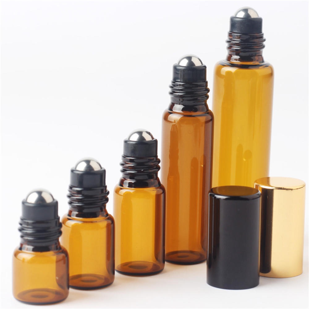 2ML 3ML 3ML 5ML 10ML Frasco Âmbar Roll On Roller Para Óleos Essenciais De Desodorante Perfumado Recarregável