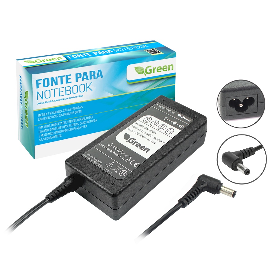 Fonte Carregador Universal Notebook 19v 4,74a Pino 5.5/2.5mm