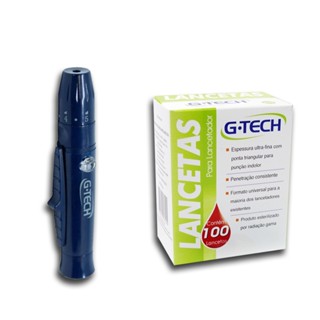 Kit com 1 Caixa de Lanceta 28G + Lancetador G-Tech