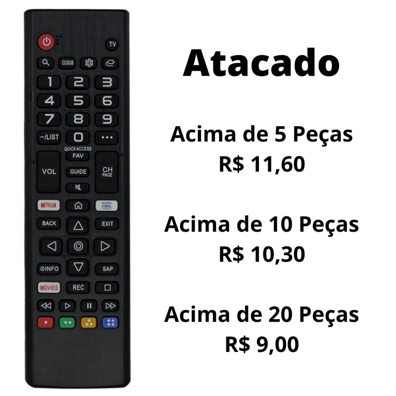 Controle Remoto TV LED LG Smart com Netflix e Prime Video AKB75675304 - 9053