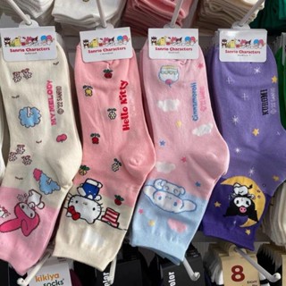 Novas Meias Sanrio Kawaii Hellokitty Kuromi Cinnamoroll Estudantis Coreanas De Desenho Animado Quentes Para Meninas Bonitas Em Casa