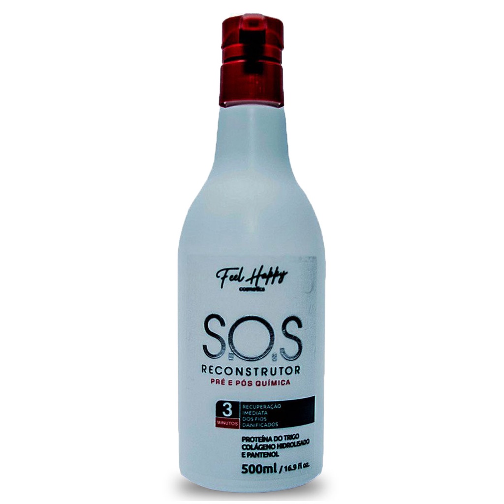 Máscara Anti Emborrachamento Reconstrutor Sos 3 Minutos 500ml Feel Happy