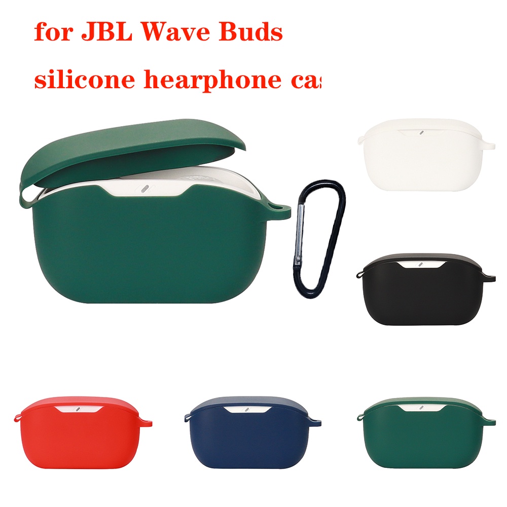 Caixa De Silicone Macia De Cor Sólida Com Gancho Para JBL Wave Buds TWS Proteção Do Compartimento De Carga Fone De Ouvido Sem Fio Bluetooth